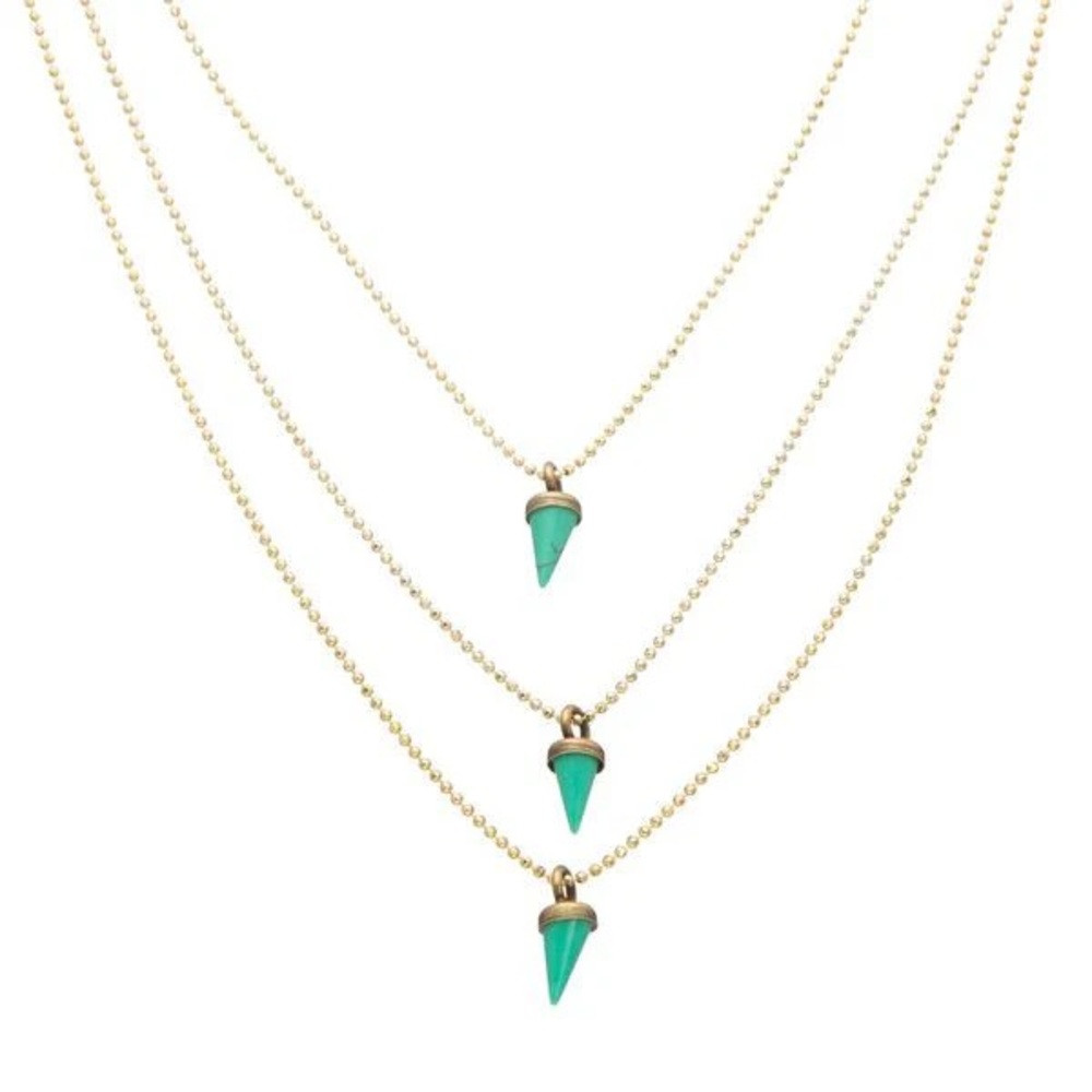 NWOT LIONETTE Avish Necklace - 14k Gold Vermeil/Turquoise Simulated Opals